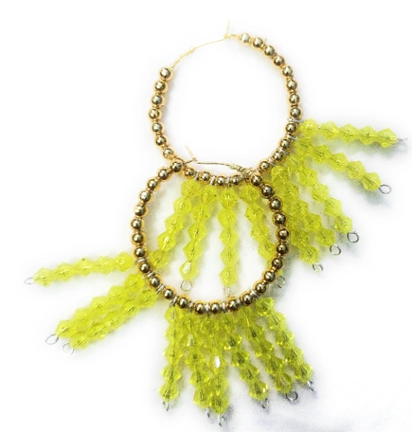 NIBRAS LT Green Multi-layered Dangling Hoop Earrings - B09JKY6YHZ, 9gm, 7cm x 8cm x 1cm